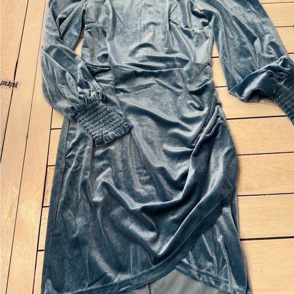 Velvet cocktail party Sky blue dress Sz Small - Picture 7 of 8
